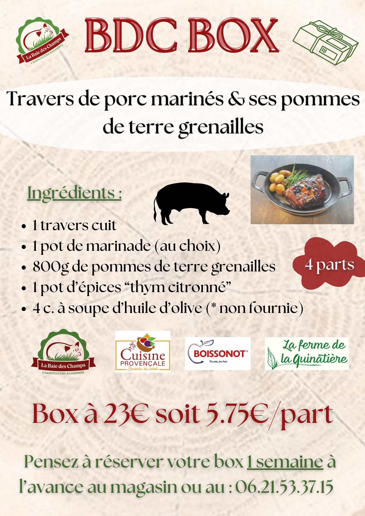 BDC BOX TRAVERS MARINE & POMMES DE TERRE GRENAILLES